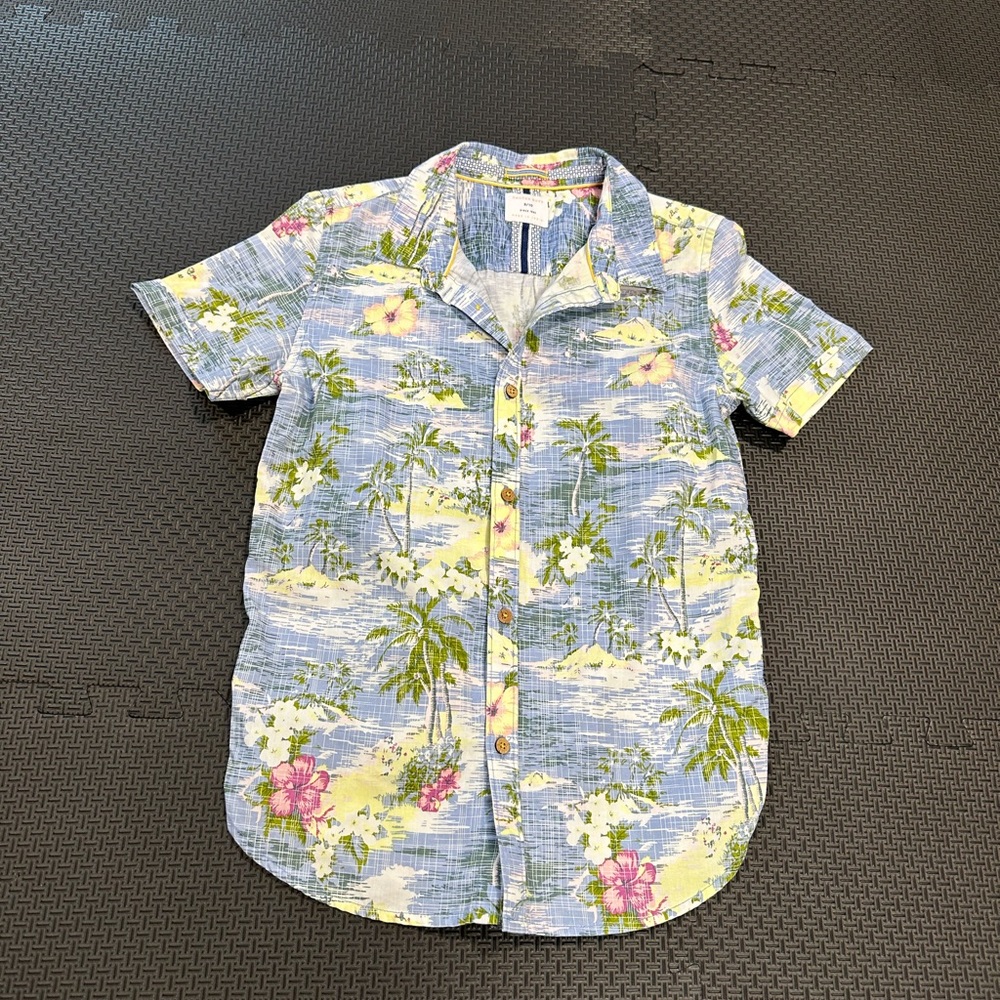 3/24$ Cactus Boys Tropical Short Sleeve Button Down Shirt size 9/10
